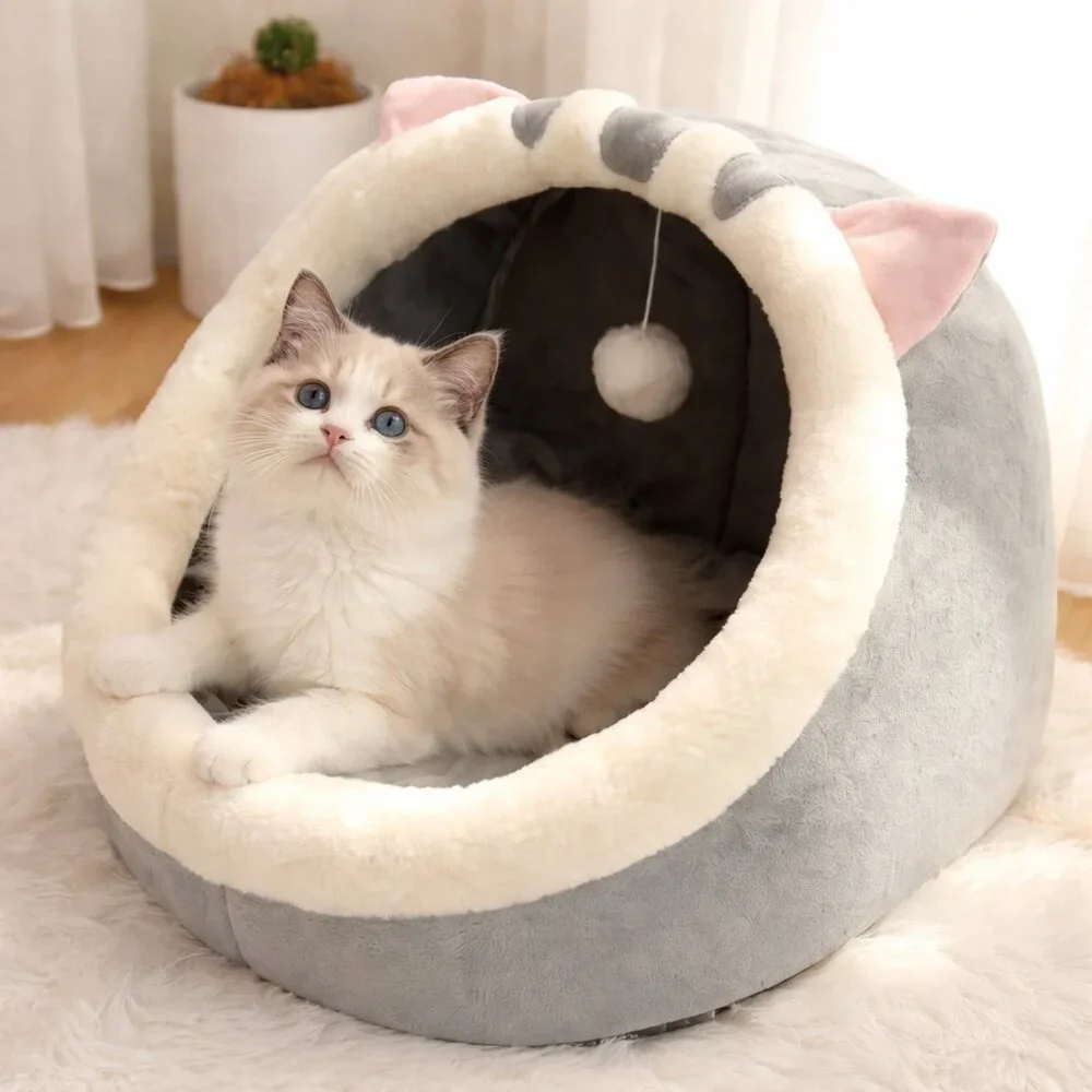 Pet Tent Cave Bed for Cats Small Dogs Self-Warming Cat Tent Bed Cat Hut Medium
